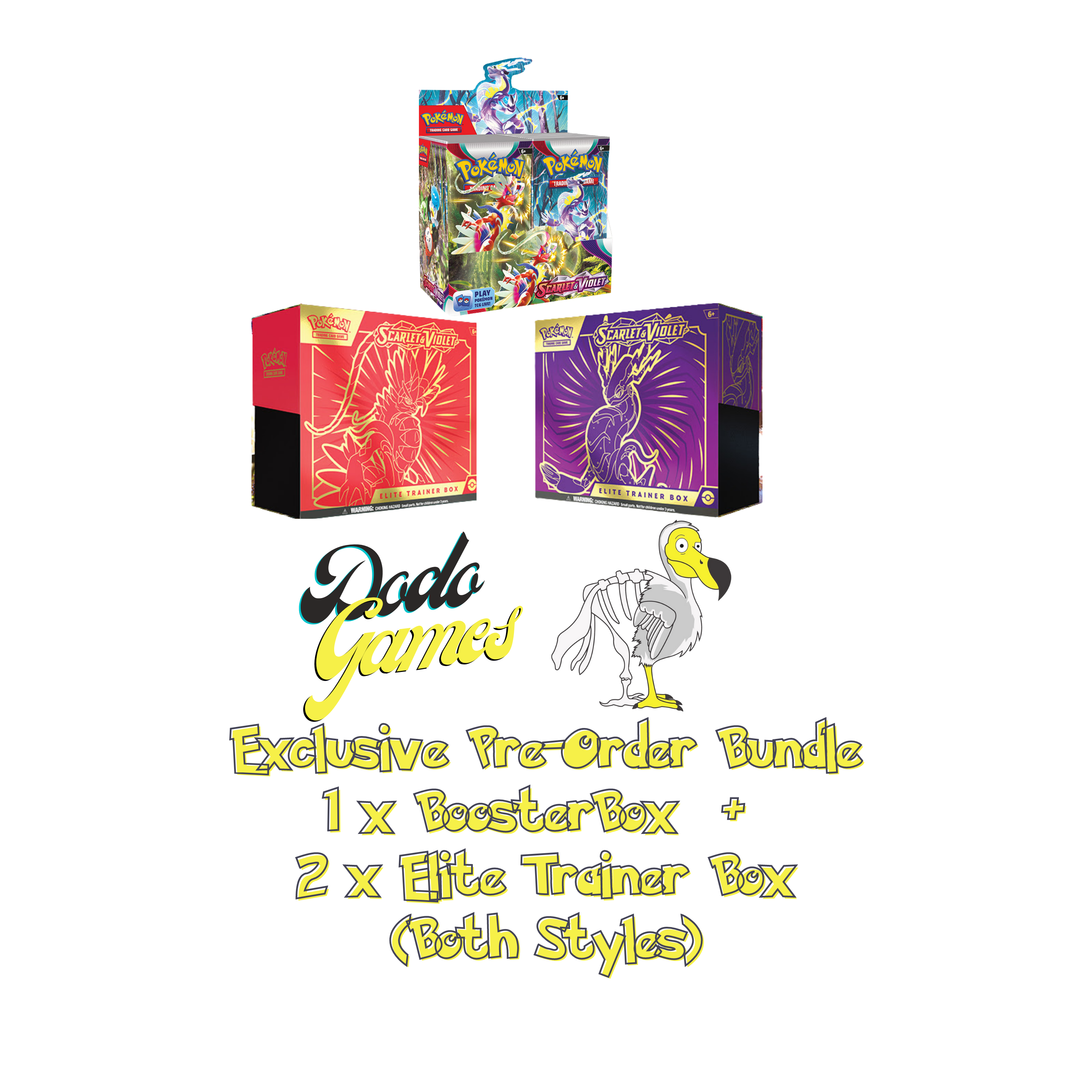 SCARLET & VIOLET PRE-ORDER EXCLUSIVE BUNDLE - SV1.0 - 1 x Booster Box + 2 x Elite Trainer Box (Both Styles)
